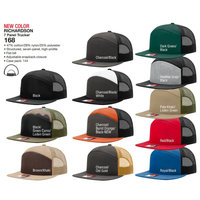 Gorra Trucker Richardson 168 de 7 Paneles con Parche de Cuero y Logotipo Bordado en 3D Personalizado, Malla Lisa, Cierre a Presión, en Oferta