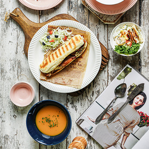 Platos de cerámica simples creativos para el hogar, vajilla nórdica redonda duradera para sopa, cuenco, plato de servicio para restaurante - Product Image 5