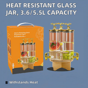 40Years Factory Classic Glass Jar Canister <b>with</b> Cover Heat Resistant Glass Juice Dispenser 3.6/5.5L Capacity Party Use - Product Image 2