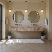 Lavabo de salle de bain en marbre Calacatta Gold marron clair, personnalisé, moderne et luxueux, avec trou de vidange, origine Chine