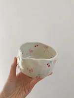 Ensemble de matcha en céramique nordique tasse à matcha florale personnalisée faite à la main avec logo