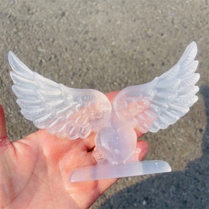 Cristalli naturali quarzo gesso ala bianco Selenite cristallo intaglio cuore <span class=keywords><strong>ali</strong></span> d'<span class=keywords><strong>angelo</strong></span> per regali mascotte - Product Image 6