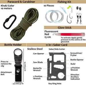 Kit de Primeros Auxilios Compacto SOS Táctico para Llavero, Equipo de Supervivencia para la <span class=keywords><strong>Copa</strong></span> Mundial 2026, para Senderismo, Emergencias y Supervivencia - Product Image 6