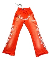 Pantalon de survêtement évasé personnalisé broderie Patch Applique couture piles pantalon haute qualité polaire délavé pantalon de survêtement évasé pour hommes