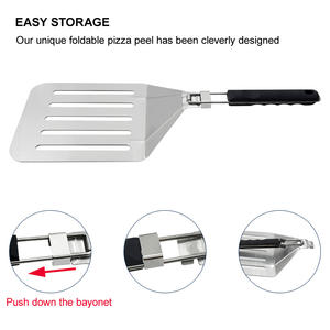 Hoja de aleación de aluminio Premium Pizza Peel Turning Paddle Pizza Peel <span class=keywords><strong>Pala</strong></span> con mango plegable - Product Image 2