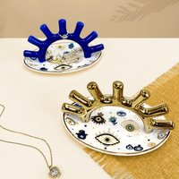 Nouveau présentoir d'anneau en céramique créatif moderne pour la décoration de la maison pour les décorations d'entrée à la maison plateau de rangement de bijoux mauvais œil