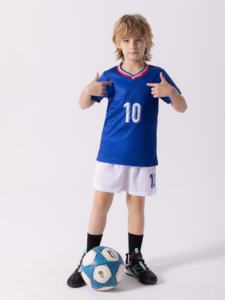 Tenue d'entraînement <span class=keywords><strong>de</strong></span> football pour garçon uniforme <span class=keywords><strong>de</strong></span> sport d'équipe Design graphique maillot à manches courtes ensemble 100% Polyester imprimé pour les enfants - Product Image 5