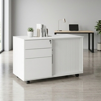 Armoire de classement mobile blanche moderne avec porte à tambour et 3 tiroirs à roulettes pour la maison, le bureau et l'école