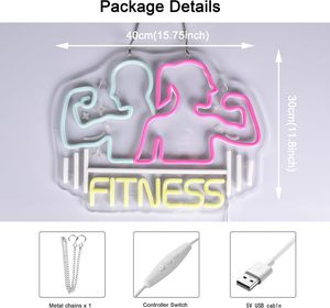 Fitness Neon Bord, Neon Verlichting Opknoping Muur Kunst Decoratie Voor Fitness Club Gym Sportzaal Custom Neon Borden - Product Image 6