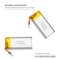 OEM/ODM 3.7V/600mah 552248 Batterie rechargeable au lithium polymère de petite taille haute performance petit fournisseur de batterie