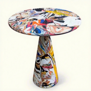 <b>Small</b> Luxury Modern Fiberglass Coffee <b>Table</b> Hand-Painted Graffiti Design Customizable Color Durable Easy Clean YUWEI Brand 1 - Product Image 1