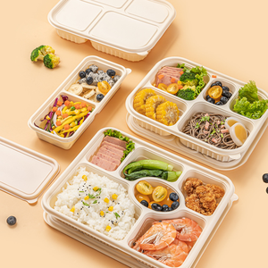 Tự nhiên dùng một lần phân hủy sinh học bột bắp thực phẩm <span class=keywords><strong>container</strong></span> tinh bột ngô Bento Hộp Ngăn - Product Image 3