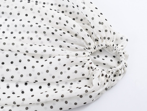 Chemisiers à manches longues décontractés à imprimé <span class=keywords><strong>pois</strong></span> blancs à col rond pour femmes - Product Image 6
