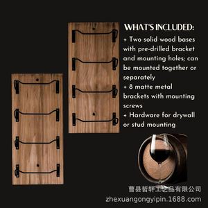 ชั้นวางไวน์ติดผนังไม้ 4 ชั้น สำหรับจัดเก็บและโชว์ในบ้านหรือบาร์ - Product Image 2
