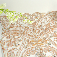 Appliques de robe de mariée en strass or rose brillant faites à la main, à coudre, à dos pointu, double contrôle qualité YUGU YG-F013