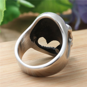 Skeleton <b>Skull</b> <b>Ring</b> Silver Red Eyes Men's Punk Jewelry Gift Retro Style - Product Image 2
