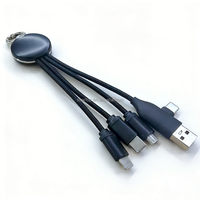 Porte-clés multi-chargeur USB 2 à 3 ports, cordon en nylon, logo LED personnalisé, câble de charge rapide USB Type-C