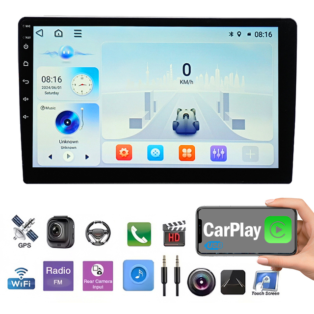 Factory Customizable 9/10 Inch 4G Android Auto Multi-media Stereo 8-Core High-speed GPS Navigation CarPlay Car Tracker Head Unit