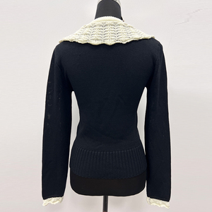 Pull <span class=keywords><strong>breton</strong></span> à revers pour femmes <span class=keywords><strong>Tissu</strong></span> en maille boutons vintage décorés tricots pour femmes banquet noble robe de soirée - Product Image 2