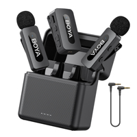 Microphone cravate sans fil BOYA BY-V3, microphone cravate à réduction de bruit rechargeable pour iPhone, Android, appareil photo, diffusion en direct, vlog
