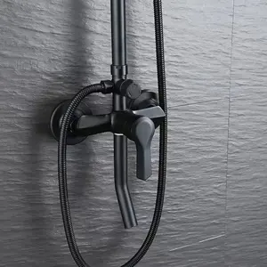 Factory Direct Black Shower Set Grade 3 Copper Shower Head Rainfall Shower System Set