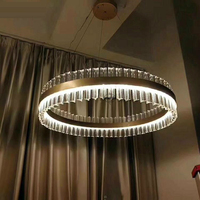 Lustre moderne en cristal LED de haute qualité avec anneau doré pour hôtel, villa, projet d'escalier JY9205