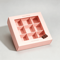 Boîte cadeau en chocolat personnalisée avec couvercle transparent, emballage de luxe pour bonbons et truffes avec séparateurs et impression de logo