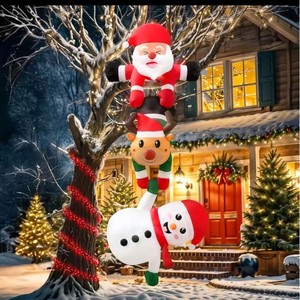 Decoración Navideña Inflable de 2.4m con Luz para Ventana, Pared o Interior, Papá Noel Escalando por <span class=keywords><strong>la</strong></span> Pared - Product Image 1