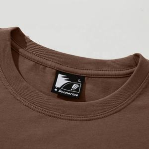 T-shirts pour hommes de grande taille à la mode T-shirt Boxy en coton T-shirt à épaules tombantes marron - Product Image 3