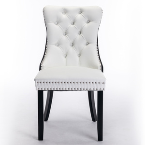 Silla de Comedor Tapizada en Terciopelo PU de Alta Gama, Diseño Moderno con Mechones, Base de Madera Sólida - Product Image 2