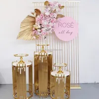 Fondo de boda de Navidad de flores de acero inoxidable de Metal dorado de lujo para decoración de eventos