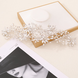 Coiffure de mariée en strass, bandeau floral, bandeau double couche, accessoires pour cheveux - Product Image 5