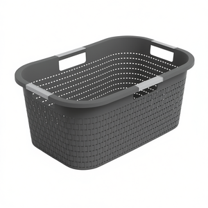 Cesto para la ropa sucia Country, 4 piezas, diseño tejido gris oscuro con asas para almacenamiento - Product Image 2