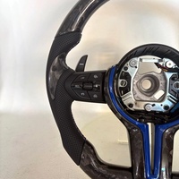 Volant sport personnalisé pour modèles BMW F10 F18 F11 M6 M3 M4 M5 E81 F20 Bleu F30 E90 Forgé en fibre de carbone véritable