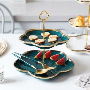 Venta caliente de lujo de cerámica Phnom Penh plato de postre soporte nueva pantalla de <span class=keywords><strong>Triple</strong></span> capa <span class=keywords><strong>para</strong></span> pasteles de frutas excelente decoración del hogar - Product Image 4