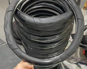 Housse de <span class=keywords><strong>volant</strong></span> de voiture en cuir de Fiber de carbone, trou noir, marqueur bleu pour Golf 7 GTI Golf R MK7 VW <span class=keywords><strong>Polo</strong></span> - Product Image 2