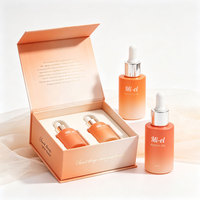 Flacon compte-gouttes en verre dépoli à fond épais 30ml 50ml pour sérum au collagène, acide hyaluronique, essence, traitement facial, boîte personnalisée avec logo