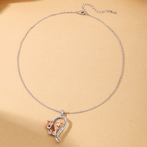 Pop coeur forme S925 argent Sterling 1/2 fille collier lune Rose famille pendentif réglable bijoux meilleur cadeau pour maman papa - Product Image 5