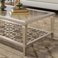 Table basse en verre de luxe léger, table à thé pour salon, table centrale rectangulaire en bois massif, mobilier pour salon et hôtel.