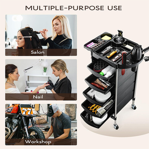 Carrito de Salón Profesional de Dos Niveles con Ruedas, Carrito de Peluquería de Doble <span class=keywords><strong>Cara</strong></span>, Carrito de Belleza U-T27 - Product Image 4