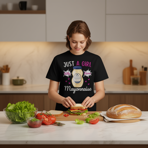 T-shirt pour les amateurs de mayonnaise - Juste une fille qui aime la mayonnaise - Vêtements promotionnels pour les amateurs de mayonnaise - Product Image 3