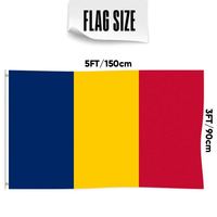 Drapeaux de fanions en polyester 68D/100D du Tchad 3x5 pieds en gros, personnalisables pour toutes les nations avec livraison rapide, fournisseur fiable