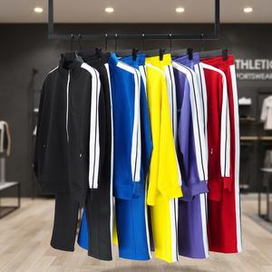 Unisex Solid Printed Lightweight Tracksuit Set Quick Dry Polyester Sportswear Zip-Up Jacket and Elastic Waist Pants <b>for</b> Adults - Product Image 4