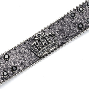 Cintura di lusso BB Bling glitterato con corona di cristallo con fibbia in pelle borchiata con strass cintura rifilatura - Product Image 3