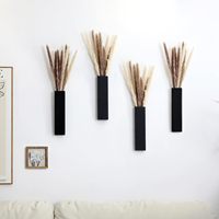 Lot de 4 jardinières murales en bois, décoration murale pour plantes artificielles, supports en bois pour plantes, vase de poche suspendu