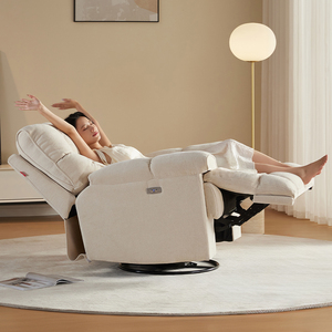 Sans Best Selling Sofas Reclinables Swivel Glider Single White Fabric Relaxing Recliner Chair - Product Image 4