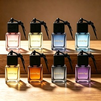 Diffuseur de parfum pour voiture en verre carré de 5 ml avec logo personnalisé, bouteille suspendue, couleurs personnalisées disponibles