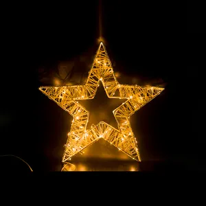 عالية الجودة عيد الميلاد الديكور 2d ستار جروب الإضاءة في الهواء الطلق Led ستار شكل موضوع Led أضواء