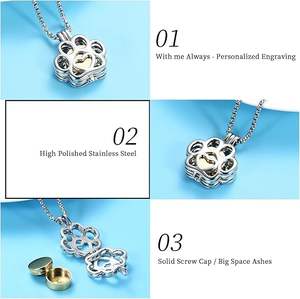 Мемориальный кулон-урна из нержавеющей стали для праха, мини-футляр для хранения, ювелирное изделие для кремации собак и кошек - Product Image 3