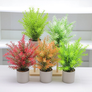 Vente en gros de plantes artificielles en pot, plantes vertes en pot, plantes décoratives en plastique pour l'intérieur et l'extérieur, bonsaï de <span class=keywords><strong>romarin</strong></span> - Product Image 1
